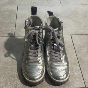 Diesel Metallic Silver High-Top Sneakers